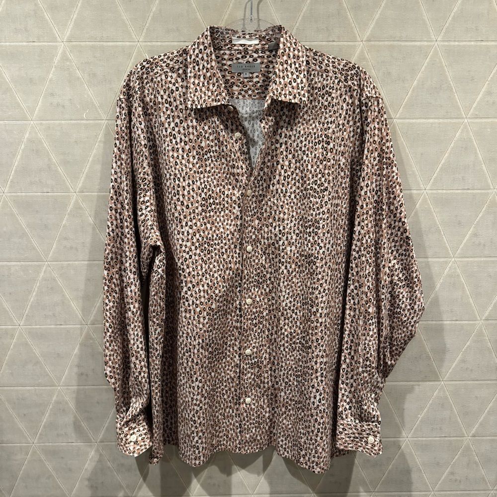 Ted Baker Dunston Regular Fit Dot Button-Up Shirt Size 5 XL - Picture 3 of 11